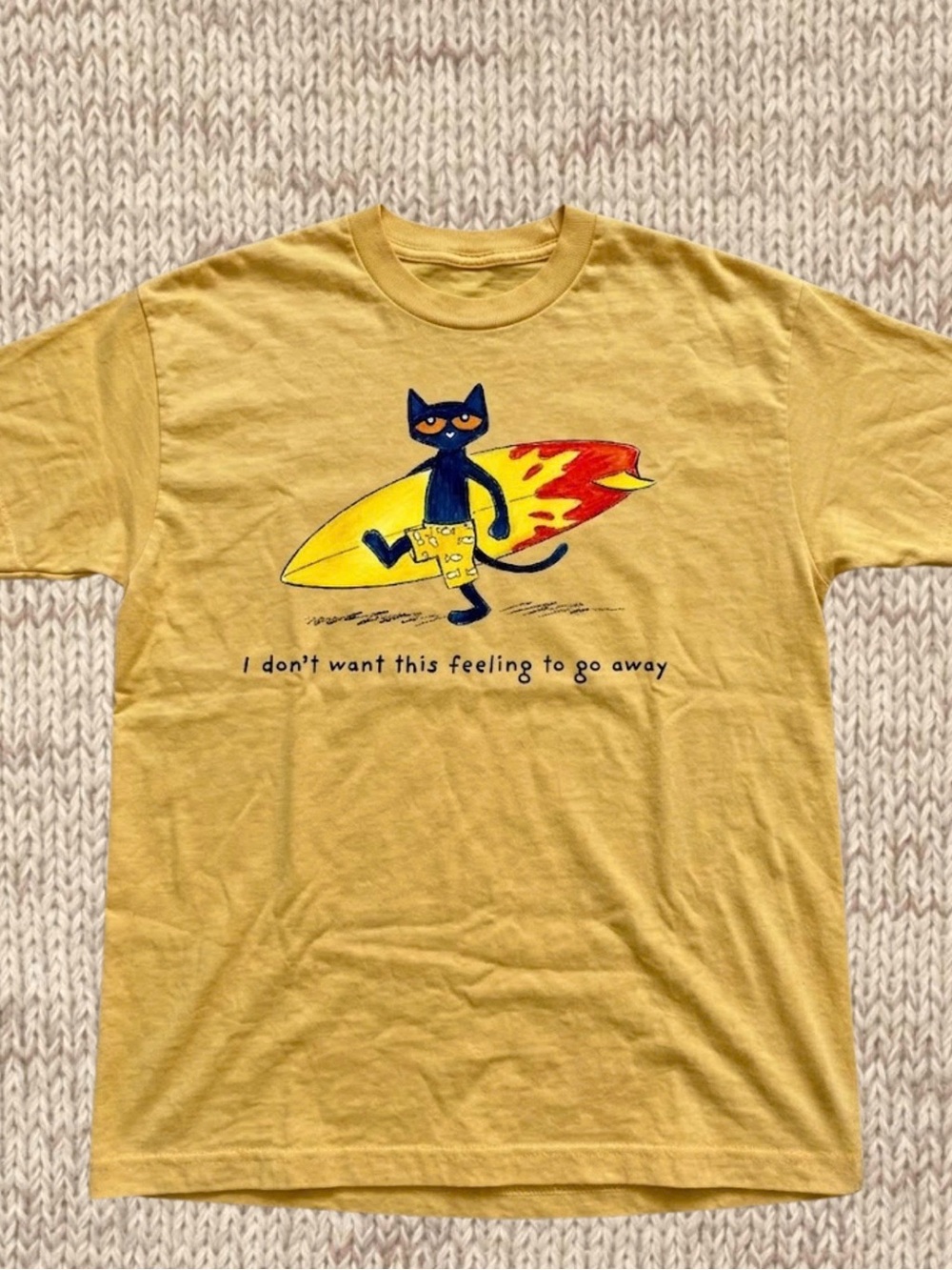 Gildan Yellow Pete the Cat Surfboard Graphic Tee